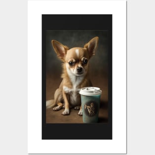 Tired Chihuahua with Coffee Print Posters and Art